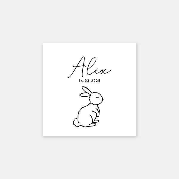 Personalisierter Geburtsstempel kleiner Hase