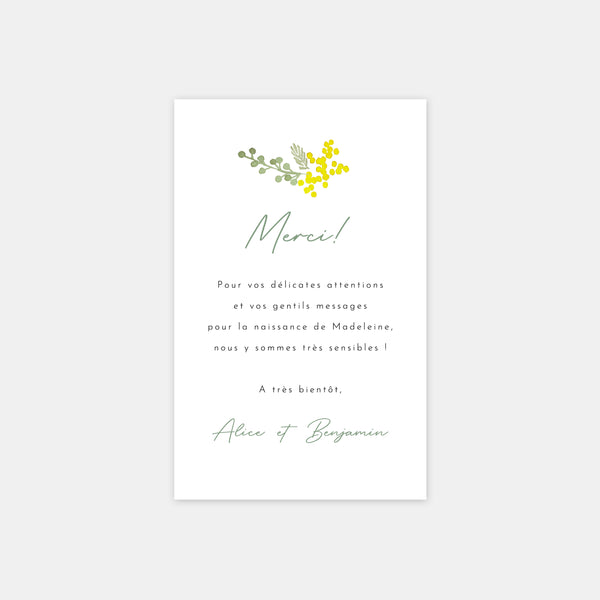 Mimosa-Geburts-Dankeschön-Karte