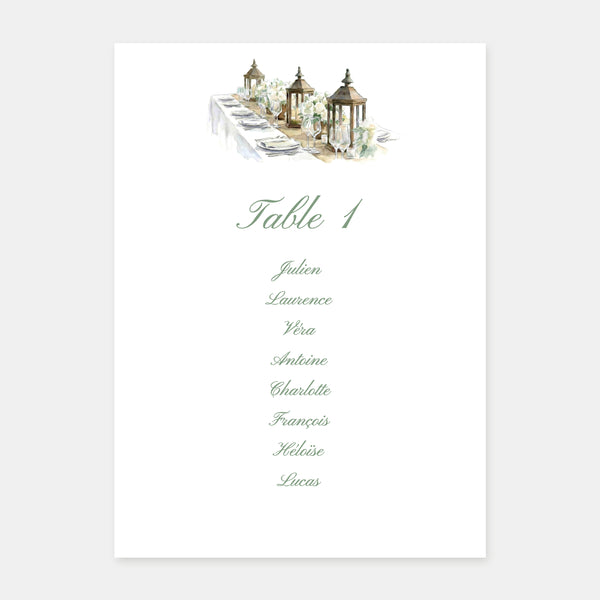 Seating plan for the Domaine de Quincampoix wedding - 5 copies