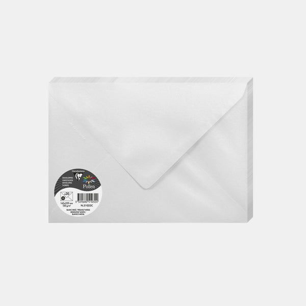 Umschlag 162x229 schillernd 120g schillernder weißer Pollen