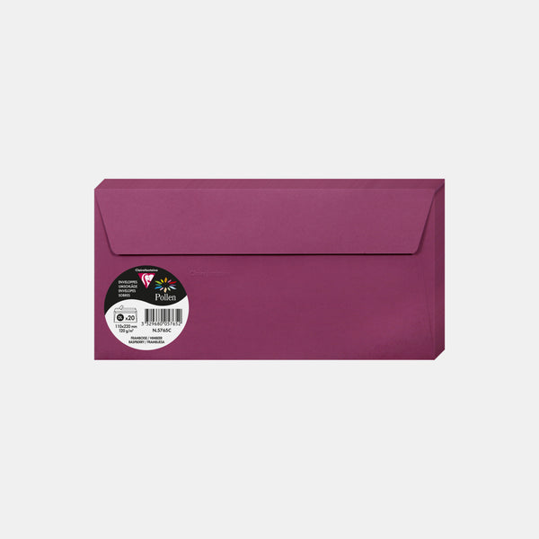 Enveloppe 110x220 velin 120g framboise Pollen