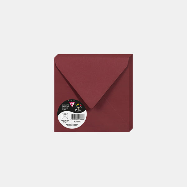 Enveloppe 140x140 velin 120g bordeaux Pollen