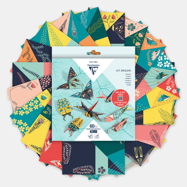 Origami-Set – Insekten-Dekor – 60 Blatt, 3 Größen