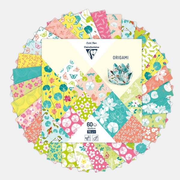 Origami paper 15x15 cm - Water lilies - 60 sheets