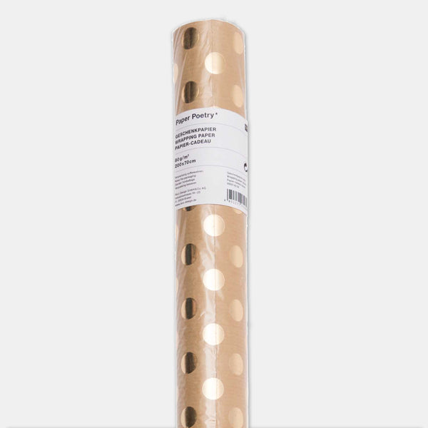 Kraft-Geschenkpapier mit goldenen Punkten