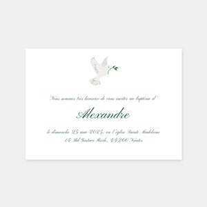 Classic plant dove baptism invitation