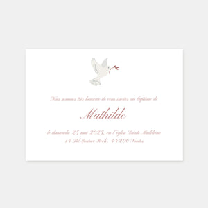 Classic floral dove baptism invitation