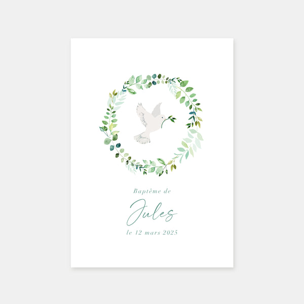 Plant dove baptism invitation