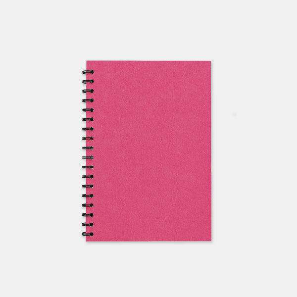 Fuschia recycled notebook 105x155 plain pages