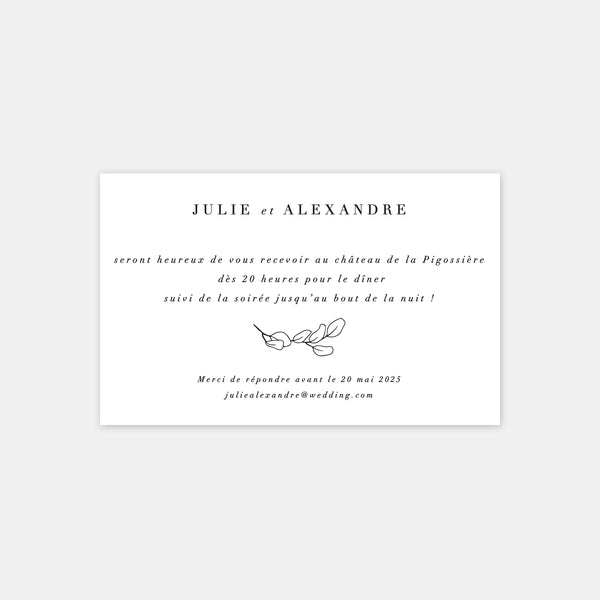 Wedding invitation card nature sketch
