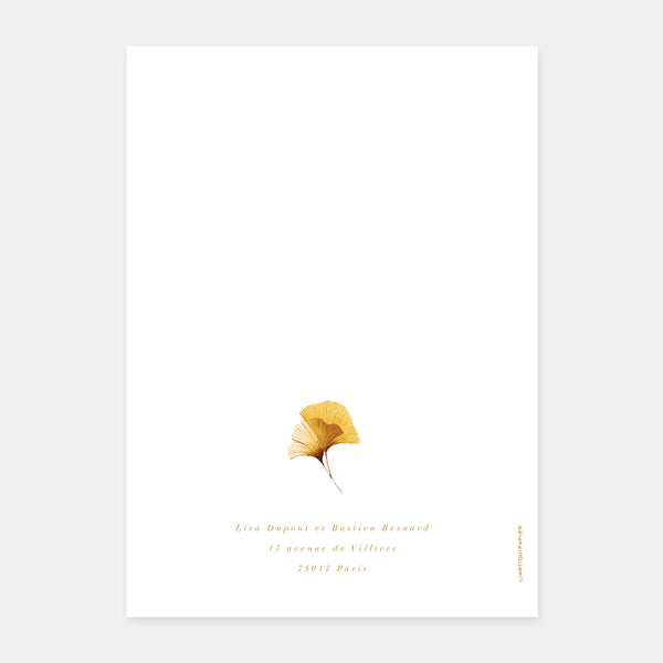 Watercolor ginkgo biloba wedding invitation