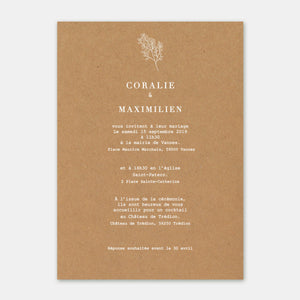 Brindille kraft wedding invitation