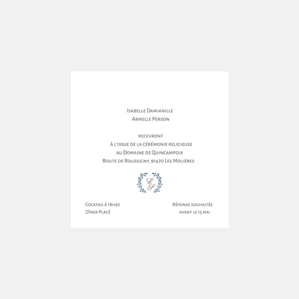 Klassische Laurier-Hochzeitseinladungskarte