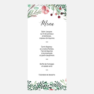 Floral Botanical Wedding Menu