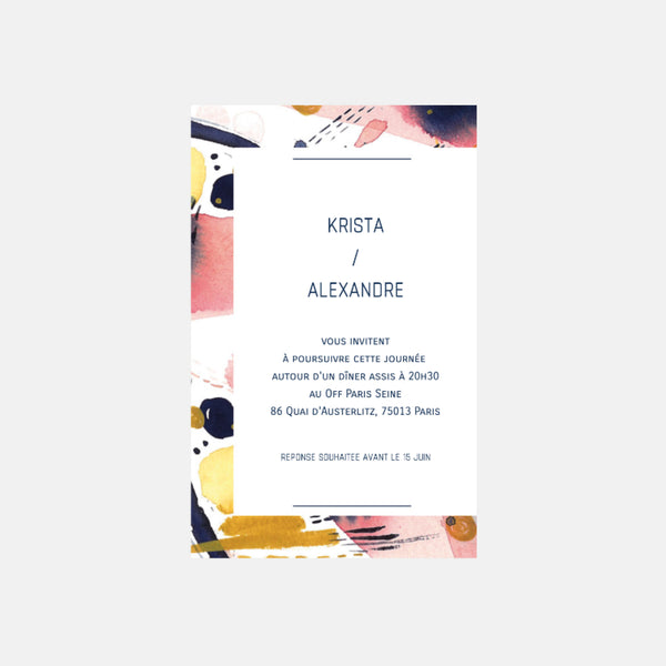 Carton invitation de mariage Arty