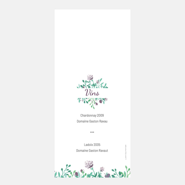 Aquarell-Diamant-Hochzeitsmenü