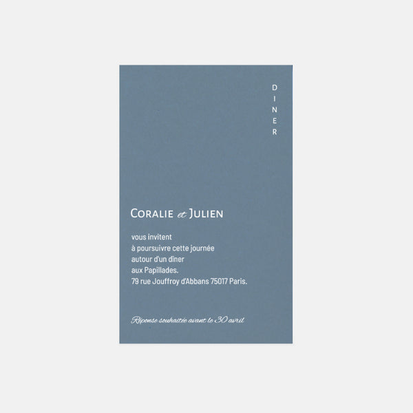 Discreet modern wedding invitation card