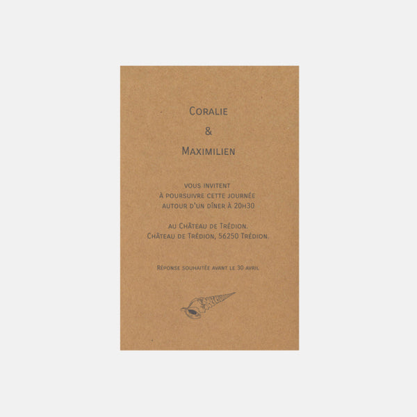 Carton invitation de mariage Coquillages
