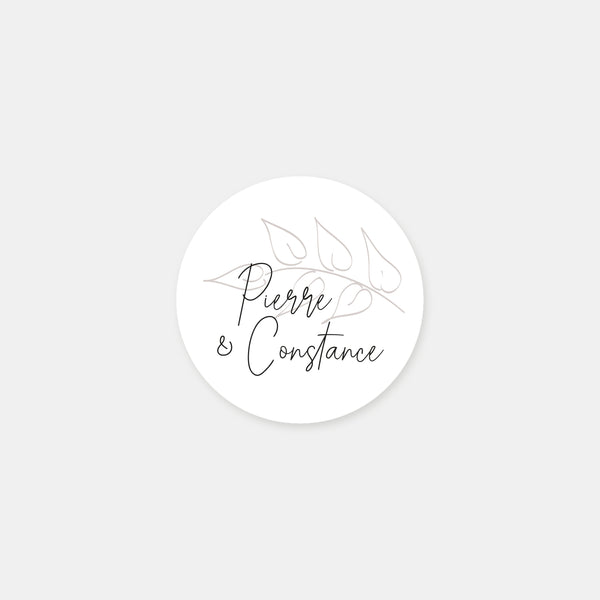 Personalized foliage sketch wedding stickers - 48ex