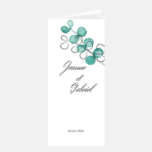 Aquarell-Eukalyptus-Hochzeitsmenü