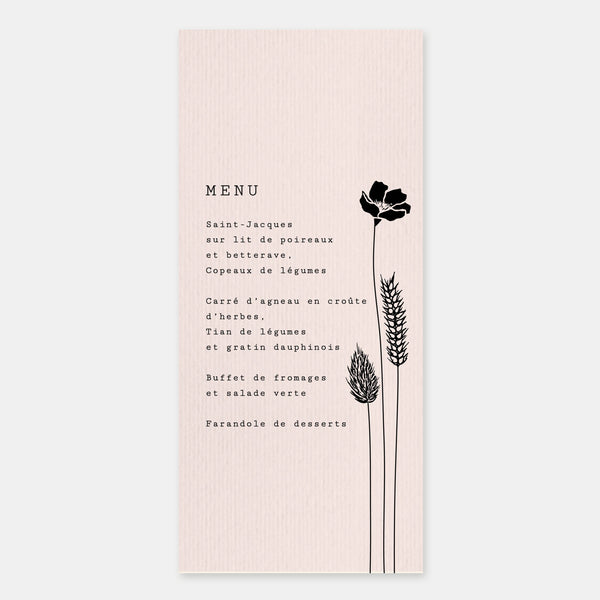 Wedding Menu Dried Flowers