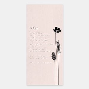 Menu Mariage Fleurs Séchées