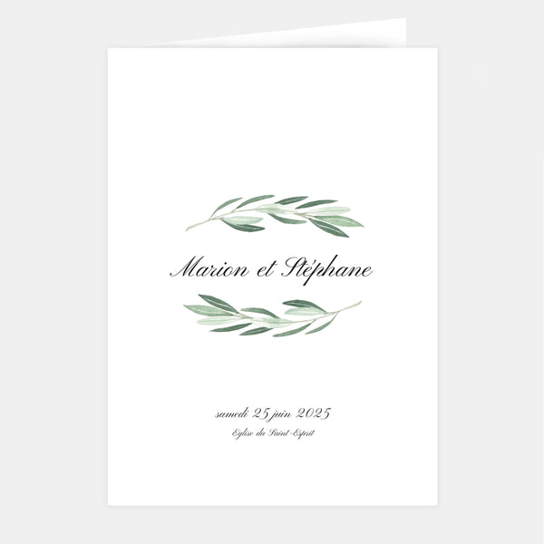 Classic Foliage wedding booklet