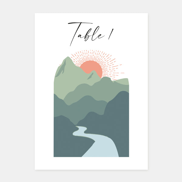 Sunset mountain wedding table brand - 5ex
