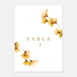 Aquarell-Ginko-Biloba-Hochzeitstischmarke – 5 Stück
