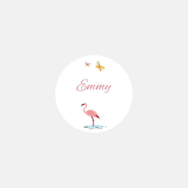 Stickers personnalisés naissance jungle flamant rose - 48ex