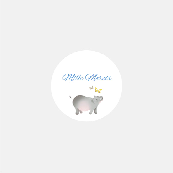 Stickers personnalisés naissance Hippopotame - 48ex