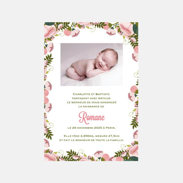Peony birth announcement