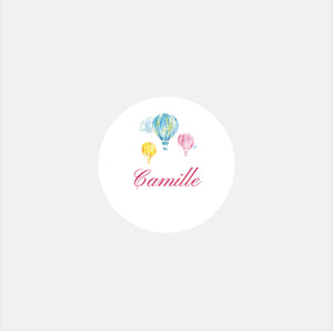 Personalized classic hot air balloon birth stickers - 48ex