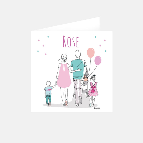 Geburtsanzeige meiner rosa Familie 1 Schwester und 1 Bruder von Kopines
