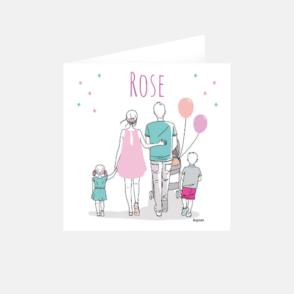 Geburtsanzeige meiner rosa Familie 1 Bruder und 1 Schwester von Kopines