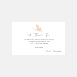 Carte de remerciement naissance L'envolée