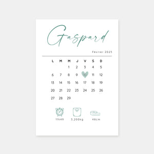 Birth announcement calendar 29 days