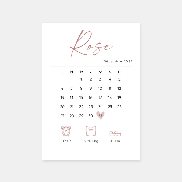 Geburtsanzeigekalender 31 Tage