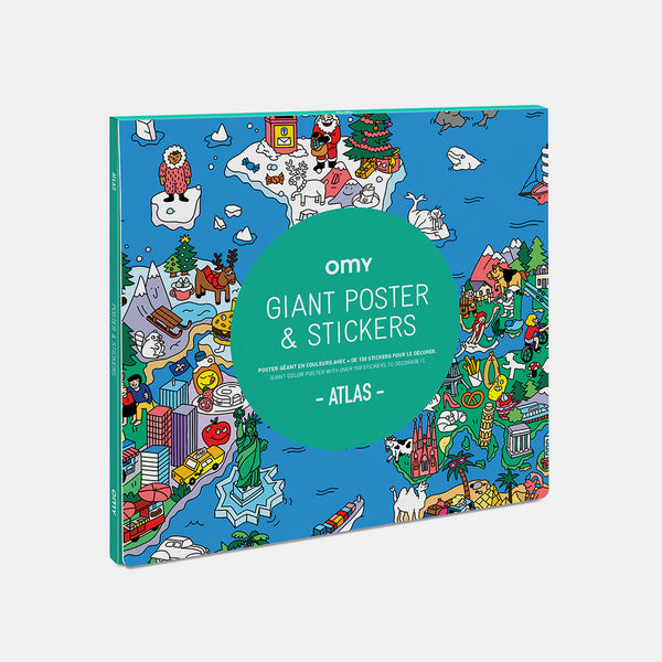 Riesenposter mit Atlas-Aufkleber