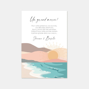 Carton remerciement mariage sunset beach