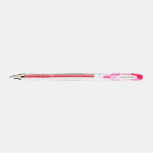 Stylo encre gel metal paillette pointe fine rose uniball