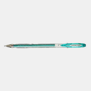 Stylo encre gel metal paillette pointe fine vert uniball